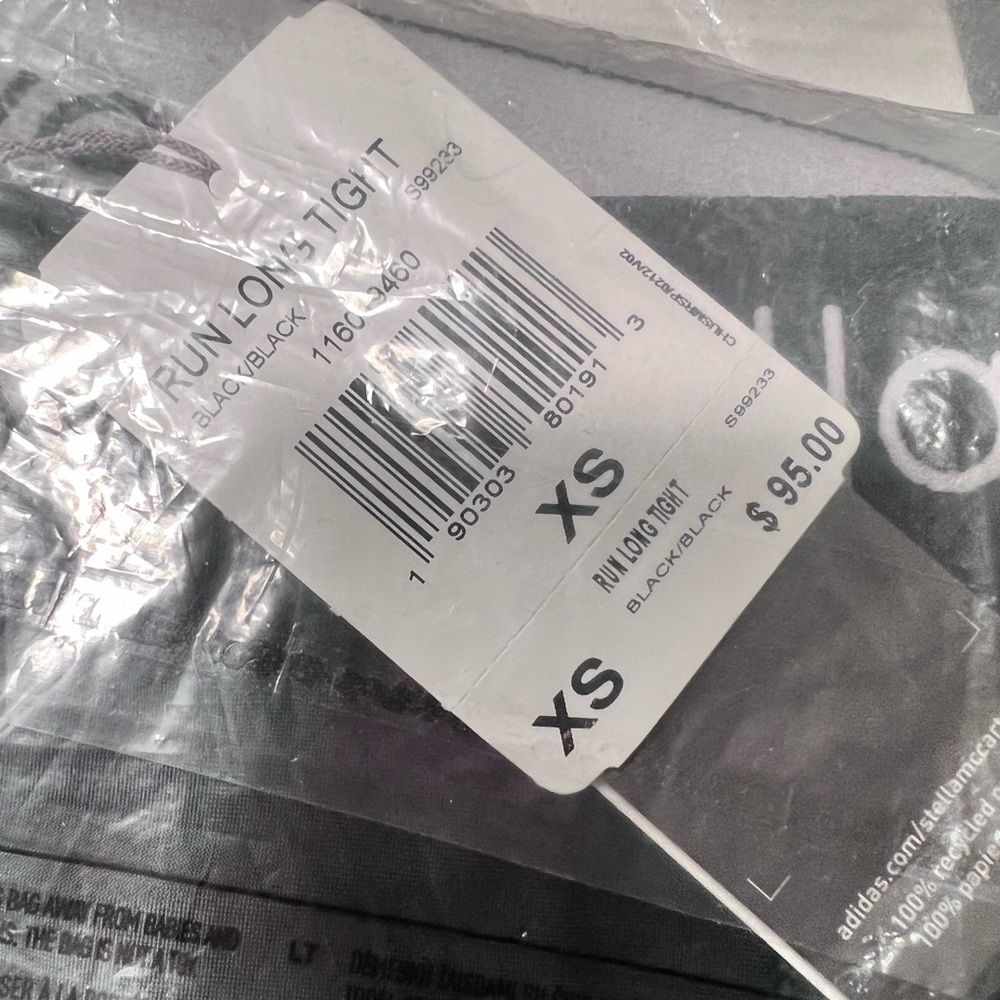 Adidas by Stella McCartney $95 Women's Run Long Leggings Black Zip Pants - Picture 15 of 16